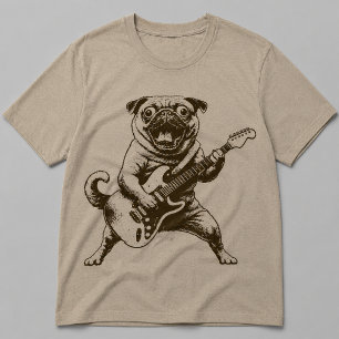 T-shirt Groupe de Rock Vintage Chien Carlin Jouant de la G