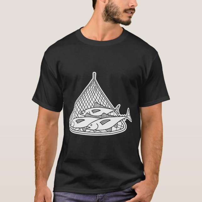 T-shirt Groupe de thons sur un filet de pêche (Devant)