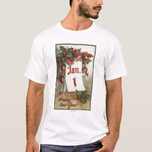 T-shirt Groupe d'enfants se cachant derrière le calendrie
