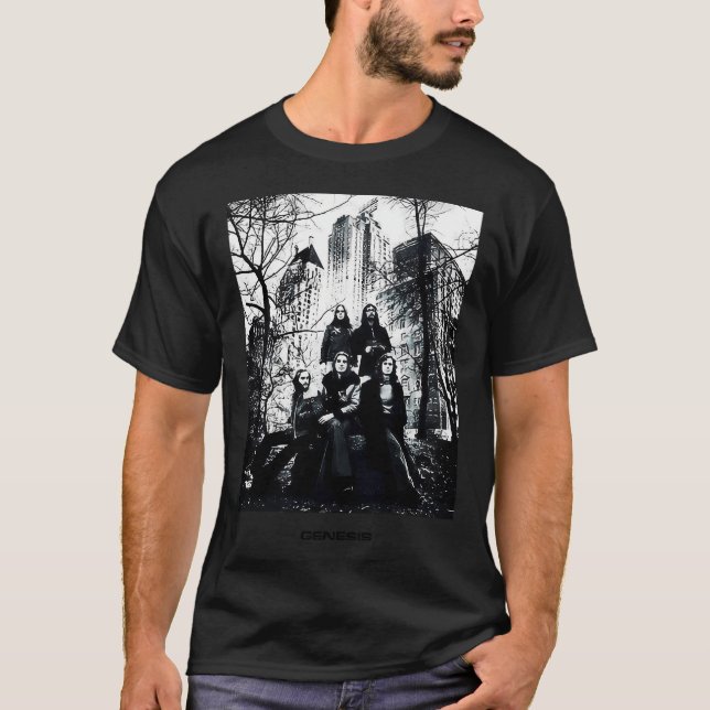 T-shirt Groupe Genesis Noir Et Blanc (Devant)