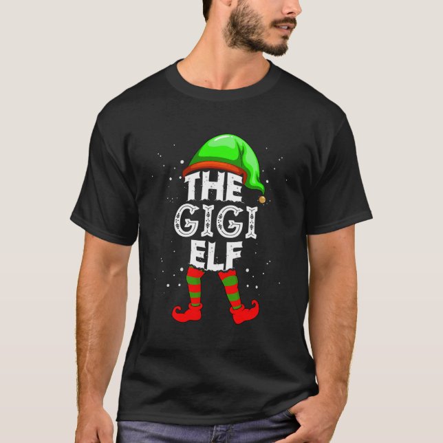 T-shirt Groupe Gigi Elf Correspondant Famille Noël Grand (Devant)