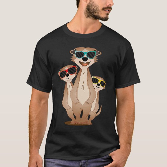 T-shirt groupe meerkat cool avec lunettes de soleil (Devant)