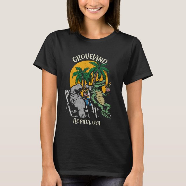T-shirt Groveland Florida USA Funny Manatee et Alligator (Devant)