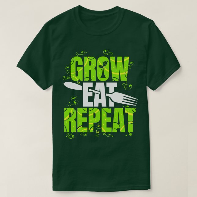 T-shirt Grow Eat Repeat Vegetarian Vegetarian Vega (Design devant)