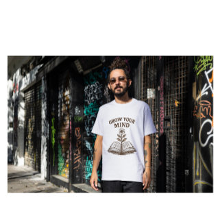 T-shirt Grow Your Mind • Vintage Book & Floral Illustratio