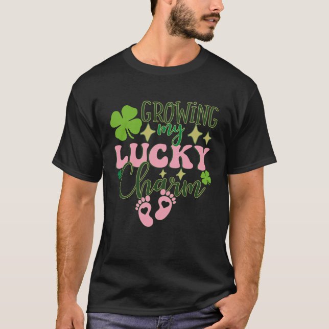 T-shirt Growing My Lucky Charm St Patrick's Day Pregnancy  (Devant)