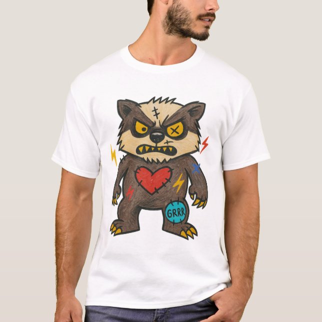 T-shirt GRRR Blaireau — Fâché & Adorable (Devant)