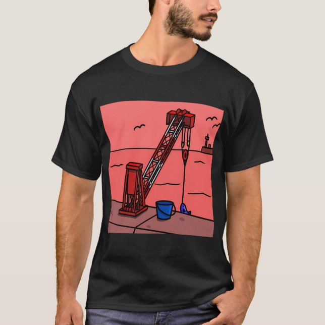 T-shirt Grue à tour Ã— Canne à pêche (Devant)