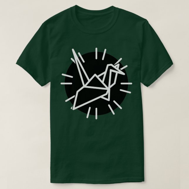 T-shirt Grue blanche et lignes avec cercle noir (Design devant)