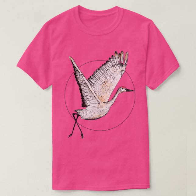 T-shirt Grue de Sandhill volante Illustration Grue de grue (Design devant)