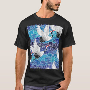 T-shirt Grue japonaise : Motif orné d'oiseaux.