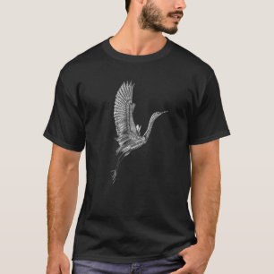 T-shirt Grue volante blanche Tai Chi Illustration Qi Gong
