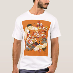 T-shirt Grues florales colorées Sakura Motif