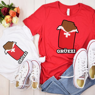 T-shirt Grüezi - Bonjour en Suisse sur un chocolat suisse