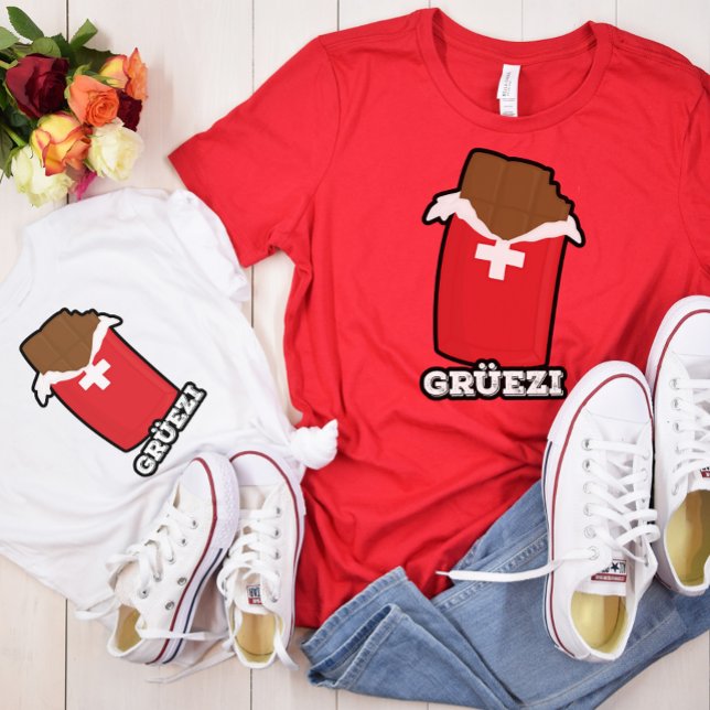 T-shirt Grüezi - Bonjour en Suisse sur un chocolat suisse (Créateur téléchargé)