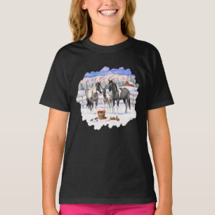 T-shirt Grulla Pinto Grey Paint Hors sur une ferme d'hiver