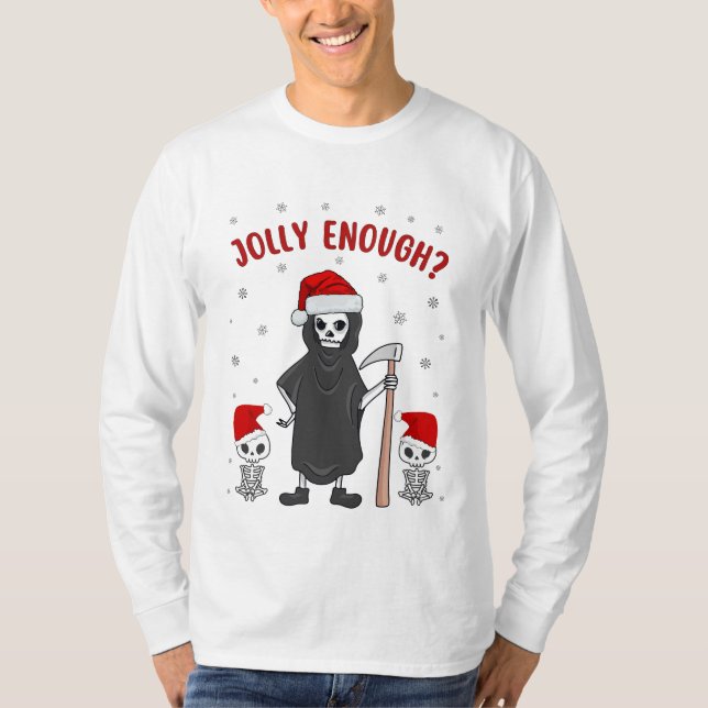 T-shirt Grumeux mignon Père Noël éffrayant, drôle Noël (Devant)