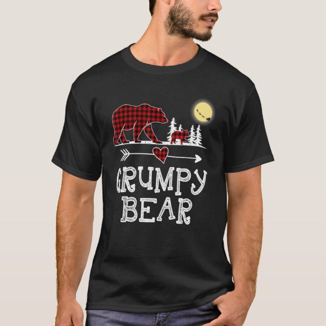 T-shirt Grumpy Bear Pajama Red Plaid Buffalo pour (Devant)
