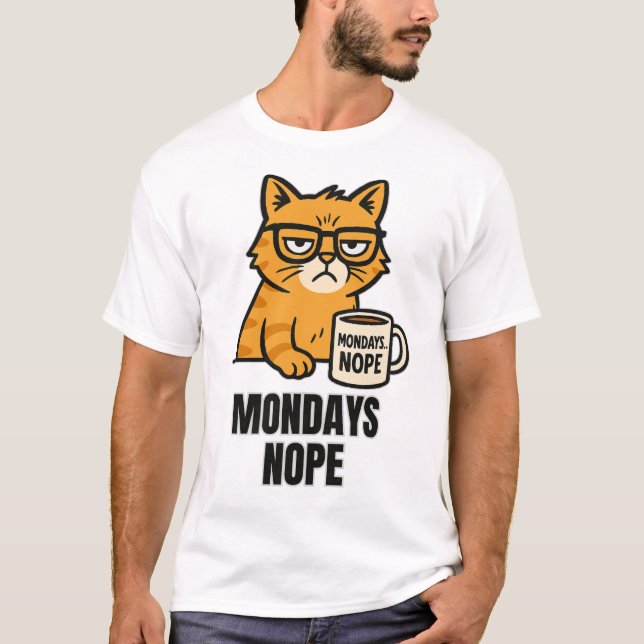 T-shirt Grumpy Cat Coffee Club : Lundi ? Non. (Devant)