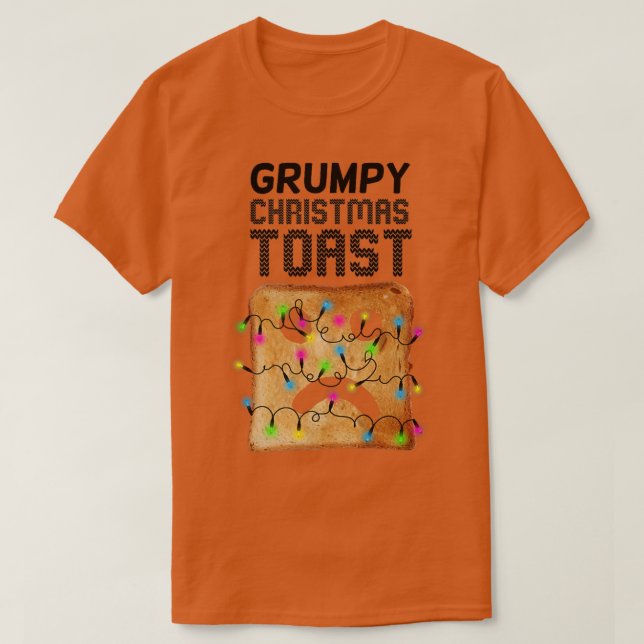 T-shirt Grumpy Christmas Toast Bread Face Christmas Lights (Design devant)