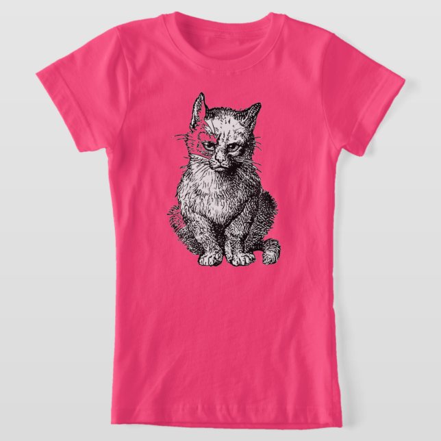 T-Shirt Grumpy Cute chat animal shirt fille (Poser)
