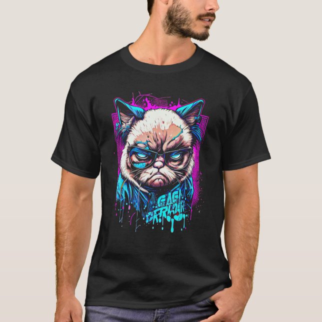 T-shirt Grumpy Face Drôle Chat Amoureux de les chats Graph (Devant)