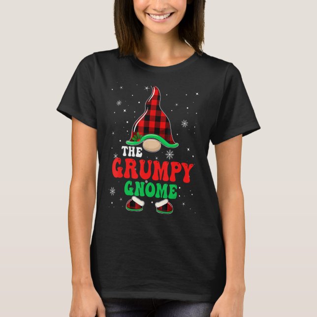 T-shirt Grumpy Gnome Buffalo Plaid Matching Family Christa (Devant)
