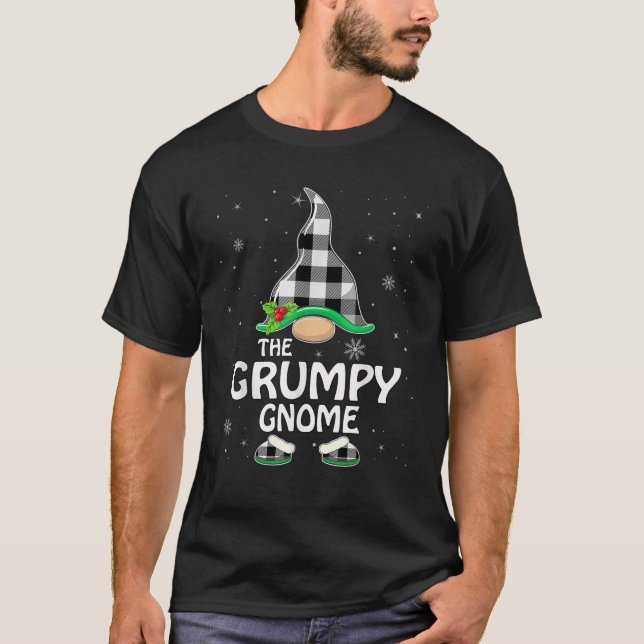 T-shirt Grumpy Gnome Buffalo Plaid Matching Family Group C (Devant)