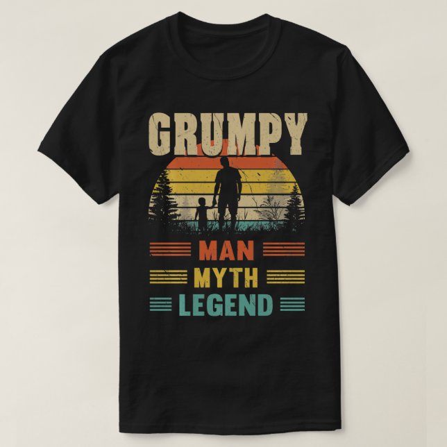 T-shirt Grumpy Man The Myth The Legend Papa Grandp Papa Pa (Design devant)