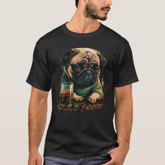 T-shirt Grumpy Pug Drinks Whisky