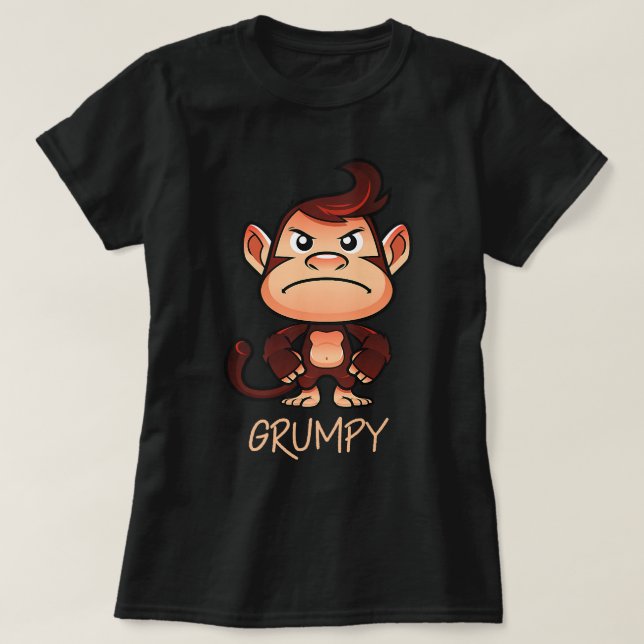 T-shirt Grumpy Singe Mème Esthétique Mauvaise Humeur chimp (Design devant)