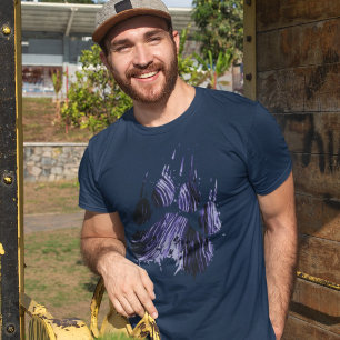 T-shirt Grunge Abstrait Grizzly Bleu Ours Paw Claw