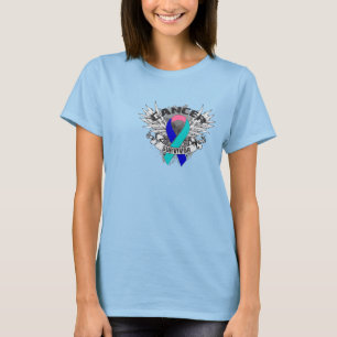 T-shirt Grunge ailé Ruban Thyroïde Cancer Survivant