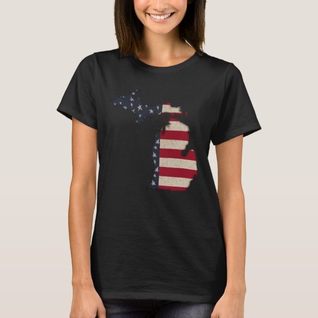 T-shirt Grunge Americana Michigan (Devant)