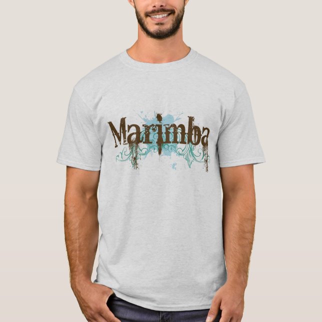T-shirt grunge bleu de Marimba (Devant)