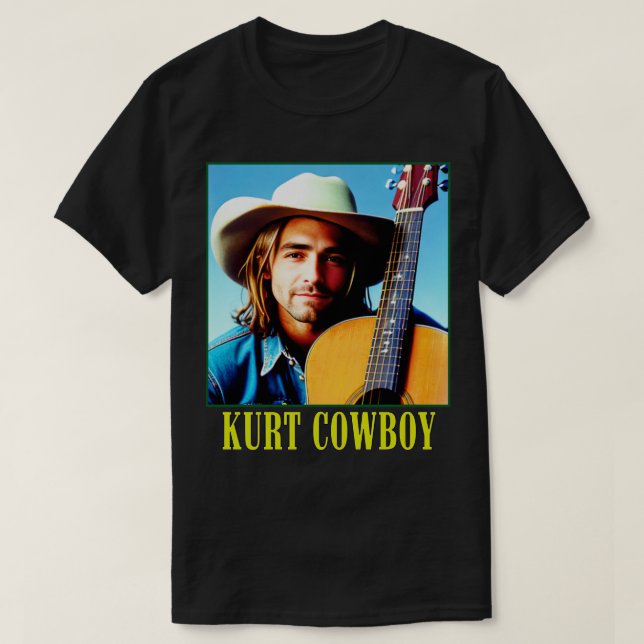 T-shirt Grunge Cowboy Musicien Avec Guitare Acoustique (Design devant)