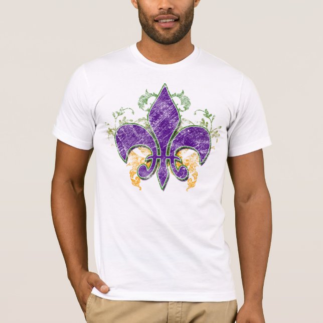 T-shirt Grunge de Fleur-De-Lis de mardi gras (Devant)