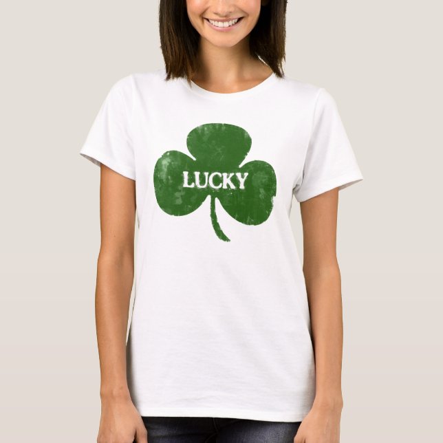 T-shirt grunge de trèfle du jour de St Patrick (Devant)