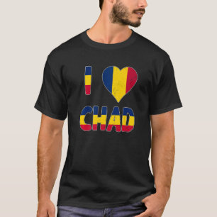 T-shirt Grunge Déshabilisé Géré Style I Love Chad