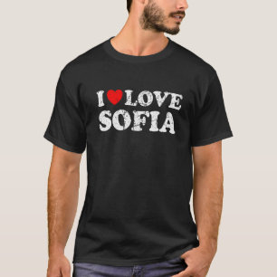 T-shirt Grunge Déshabilisé Porté Style I Love Sofia