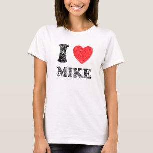 T-shirt Grunge détendu, épuisé Style I Love Mike