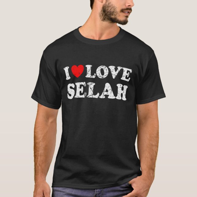 T-shirt Grunge détendu, épuisé Style I Love Selah (Devant)