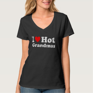T-shirt Grunge détendu Style épuisé I Love Hot Grandm