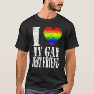 T-shirt Grunge Distressed Porté I Love My Gay Best Frie