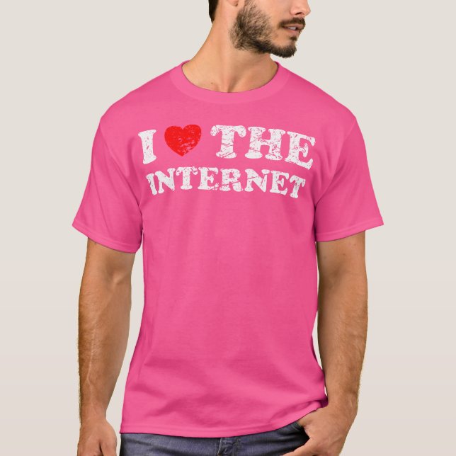 T-shirt Grunge en détresse usé J'aime Internet (Devant)