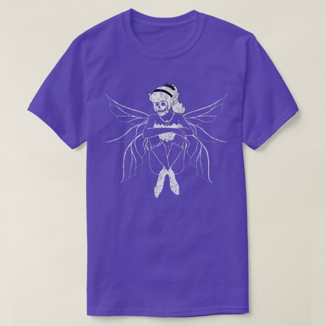 T-shirt Grunge Fairycore Goth Forest Fairy Skeleton  (Design devant)
