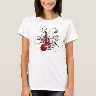 T-shirt Grunge florale rouge de KRW