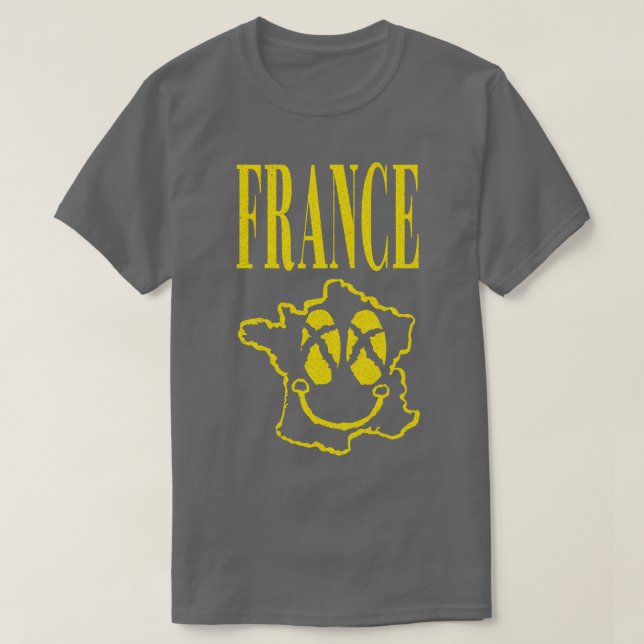 T-shirt Grunge France Happy Smiling Face (Design devant)