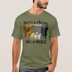 T-shirt Grunge Gay Bear Fierté Sauver Un Cheval Monte Un O