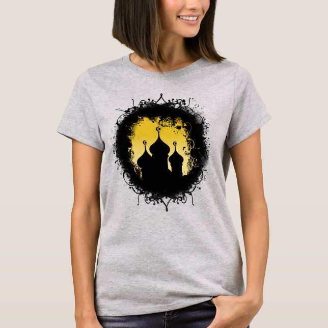 T-shirt Grunge Goth Gold et Black Ramadan Mosque (Devant)